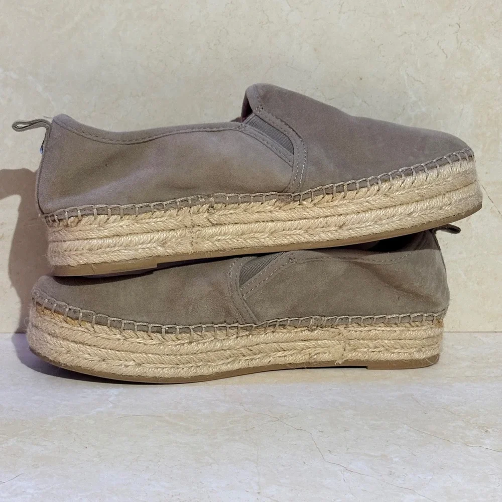 Sam Edelman Carrin Taupe Suede Platform Espadrille Slip On Shoes Womens 8M